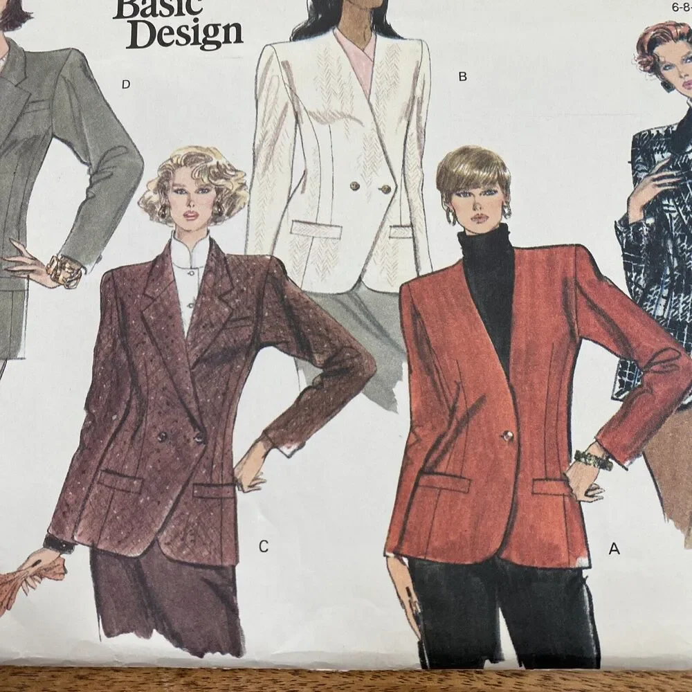 Vintage Vogue Sewing Pattern 2554 Basic Design Jacket Size 6-10 Misses & Petite